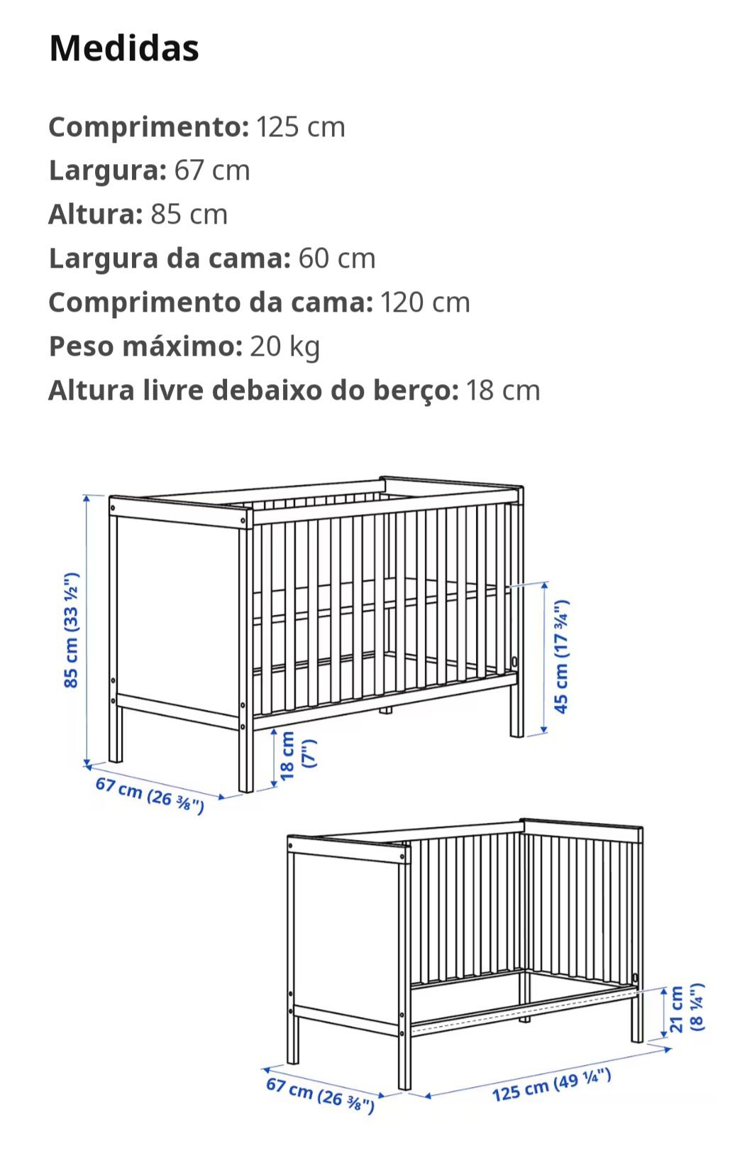 Berço  bebé branco+colchão+protetor de colchão