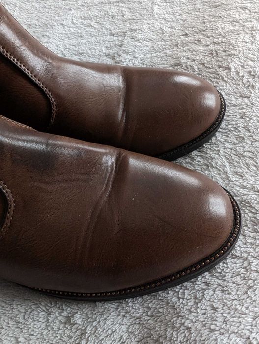 Brązowe eleganckie buty botki kozaki jak skóra węża ćwieki XTI  39