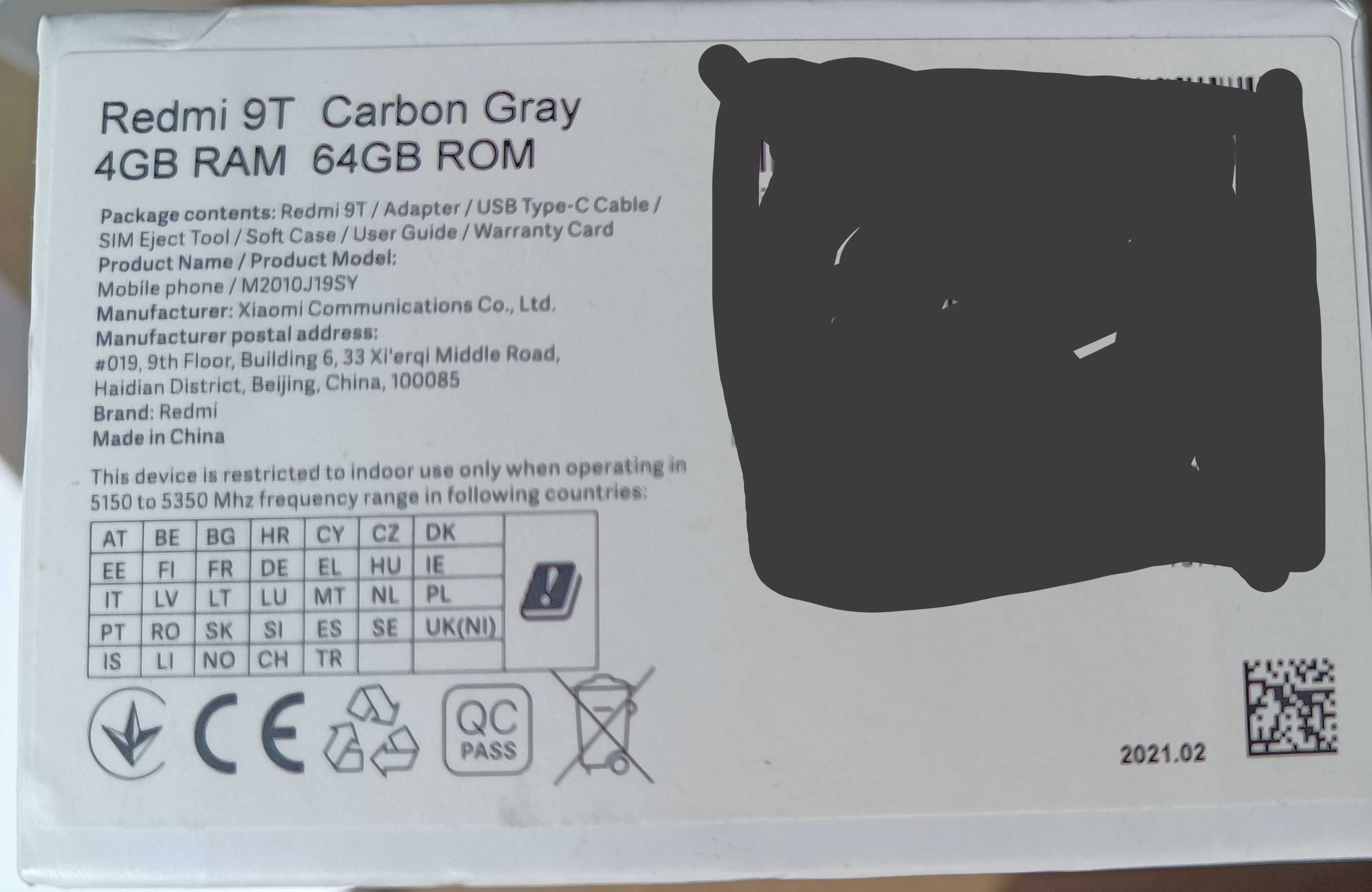 Smartfon Xiaomi Redmi 9T czarny, stan b. dobry