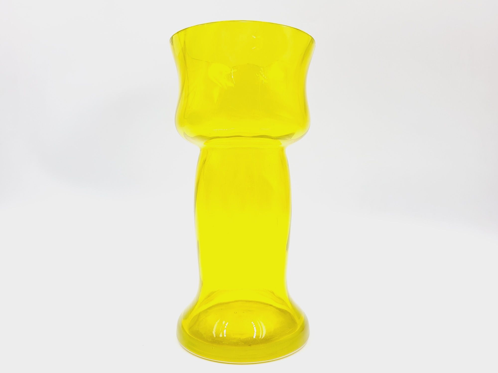 Śliczny cytrynowy żółty szklany wazon Ludwika Fiedorowicza