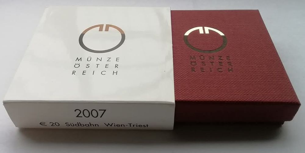 Австрія 20 євро 2007р. СРІБЛО. ПРУФ. Австрійська - Південна залізниця