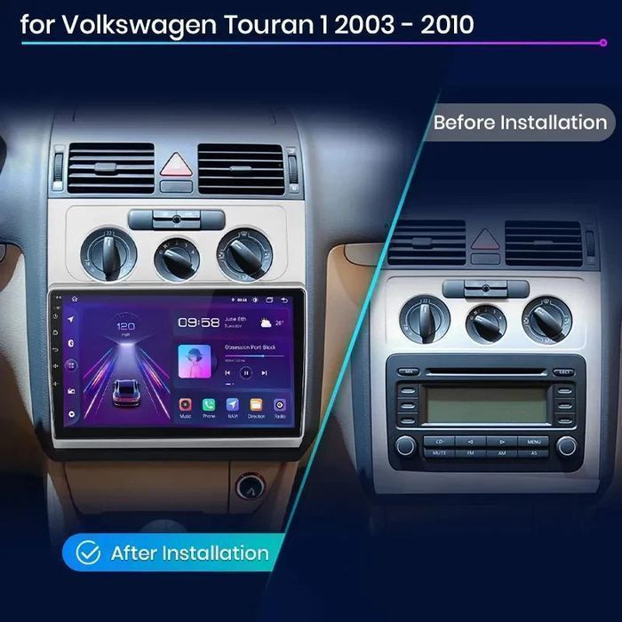 Nowoczesne radio Android do VW Touran 1 z CarPlay 2GB-32GB