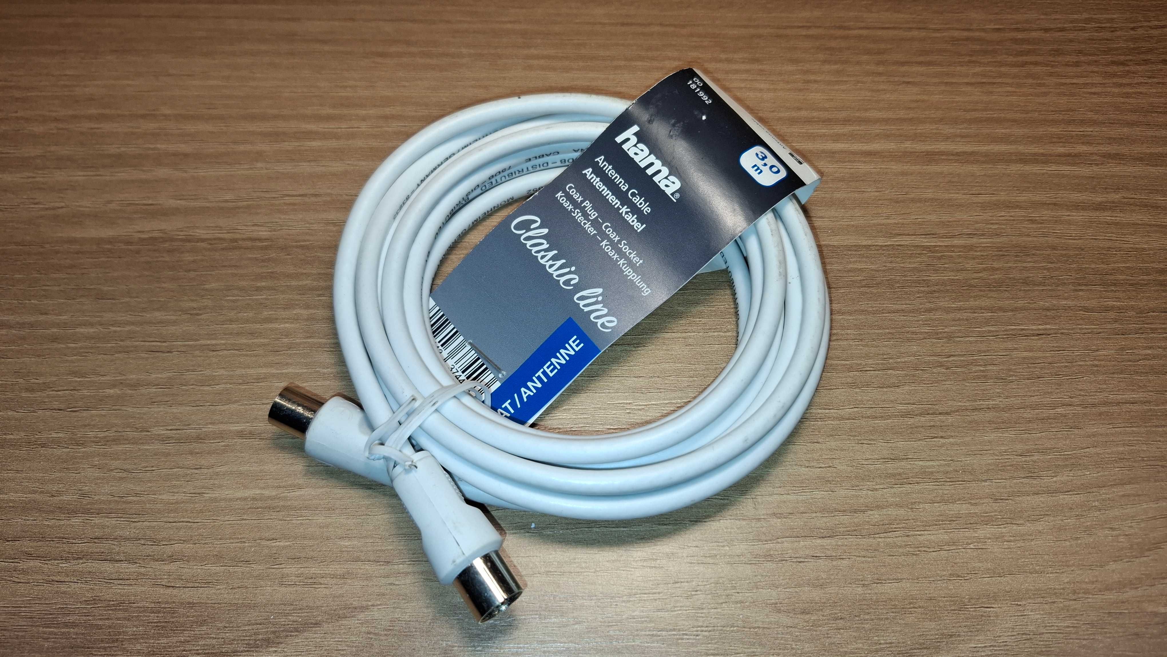 Kabel Antenowy - HAMA - Kabel Koncentryczny - DVB-T2 - 3 metry
