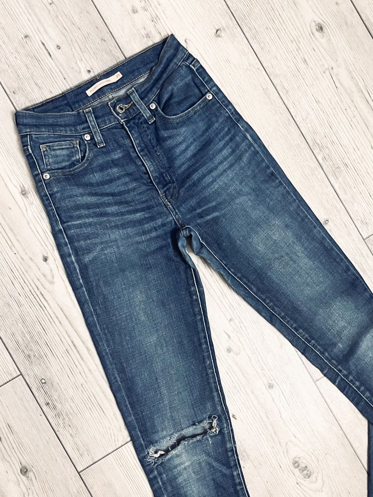 levi’s mile high rise skinny W25 XS niebieskie jeansy z wysokim stanem