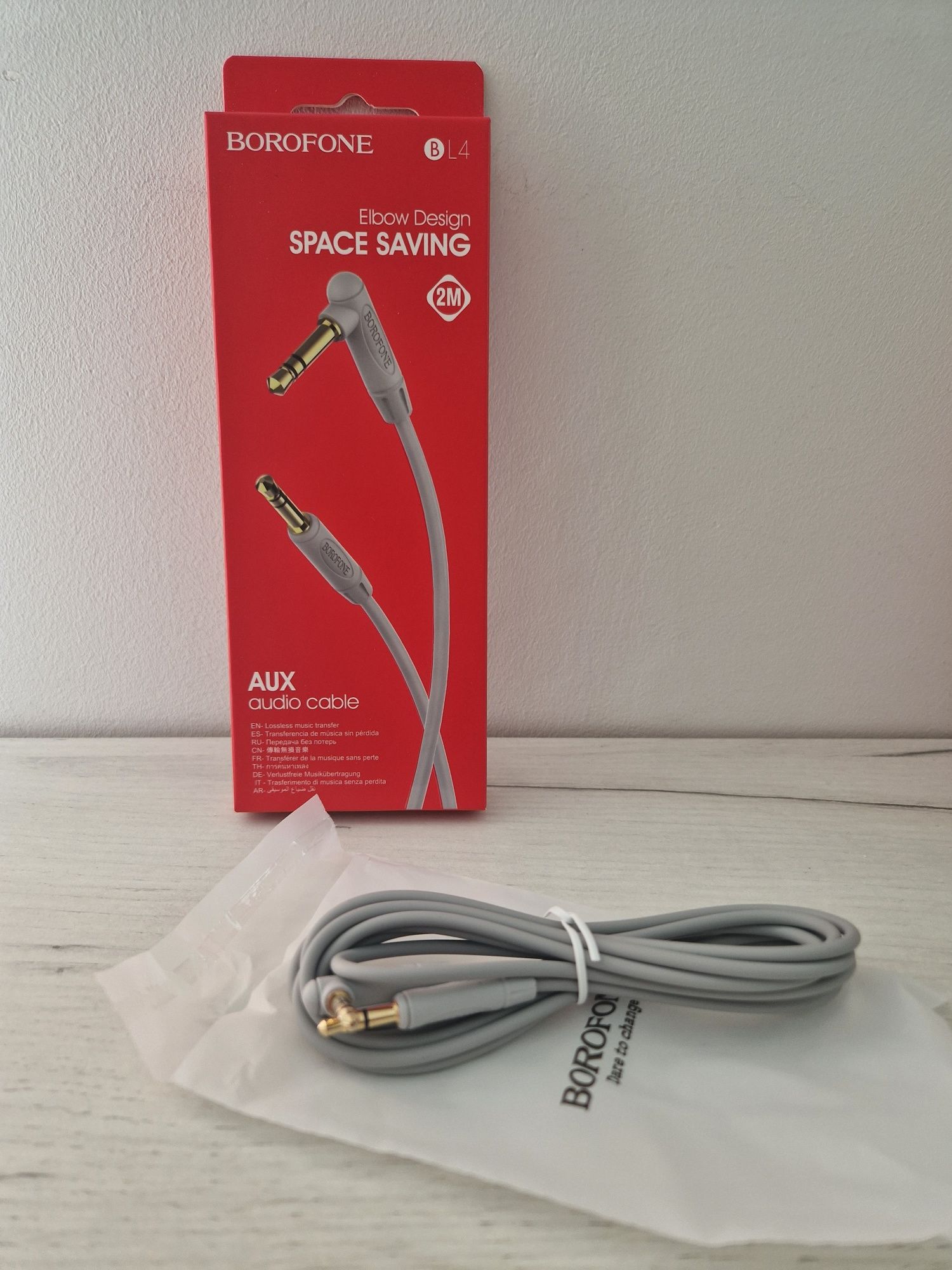 Borofone Kabel BL4 - jack 3,5mm na jack 3,5mm - kątowy 2 metry szary
D