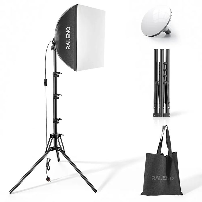 Lampa Softbox do fotografii, 40 x 40 cm z żarówką LED 50 W 5500 K O626