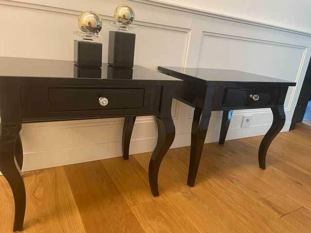 stoliki glamour, czarne, wysoki połysk