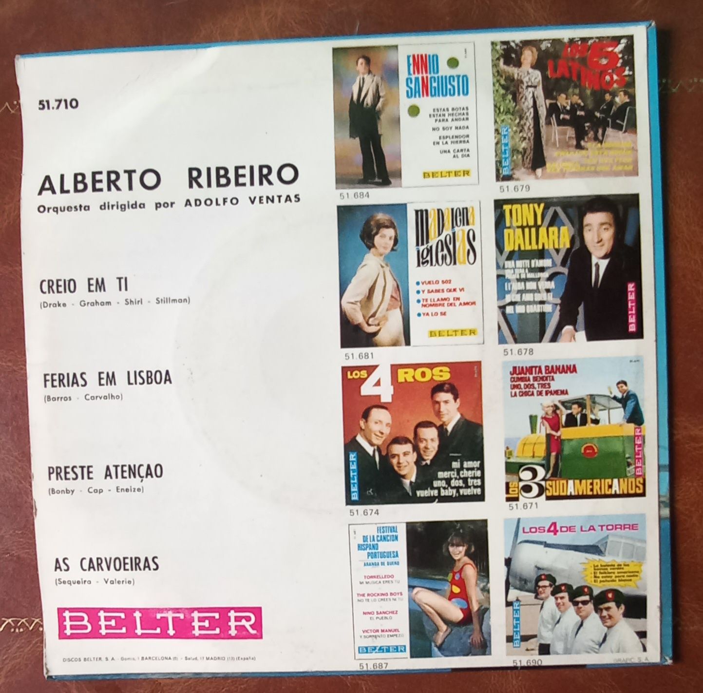 Alberto Ribeiro, vinil 45 rpm . Férias em Lisboa.