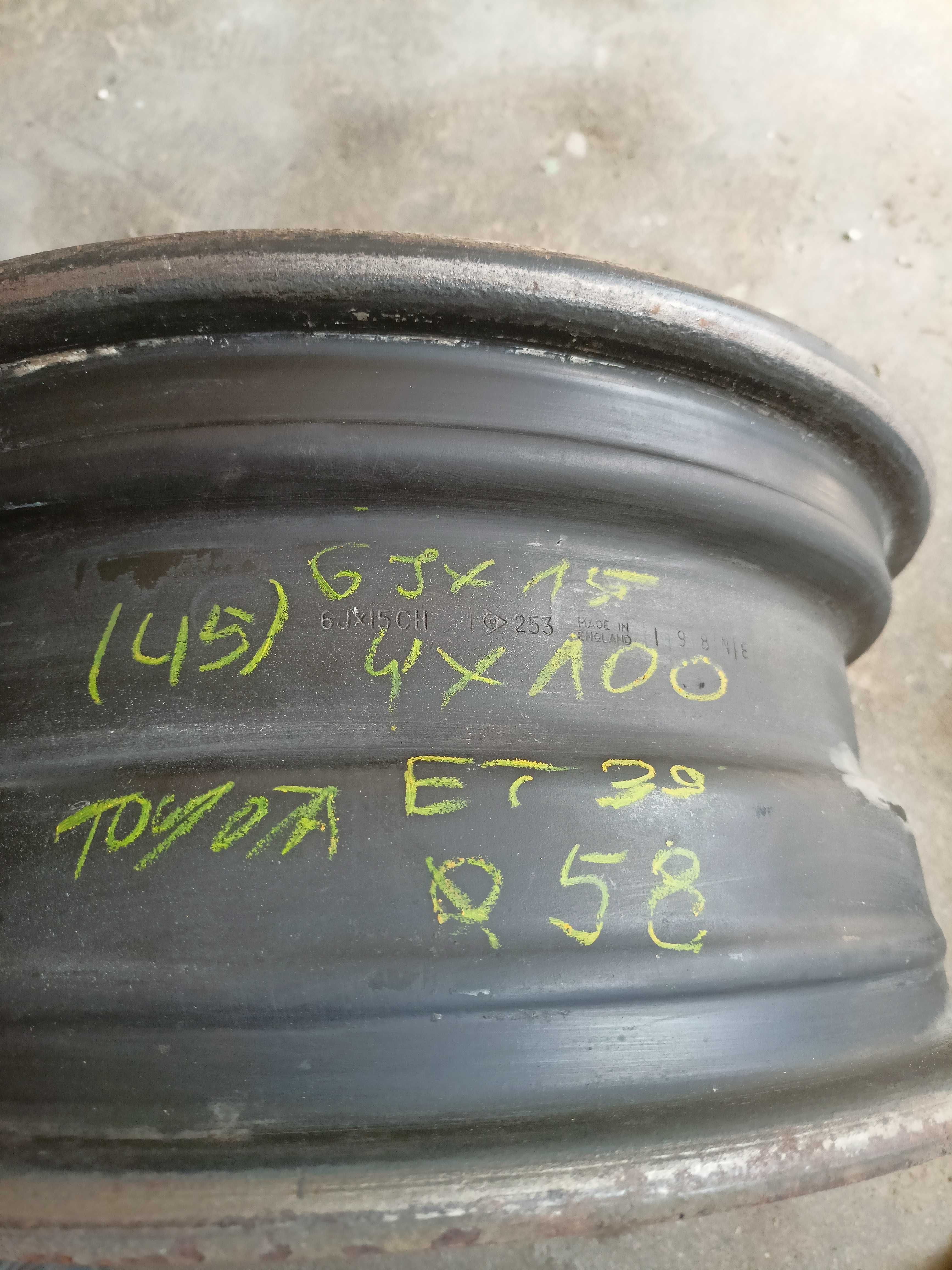 45 felgi orginalne stalowe 15 toyota 5x100, ET39