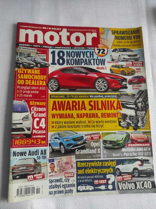 Czasopismo Motor WYSZUKAJ Auto 51-52/2017 A3 A8 Picasso MX-5 Crossback