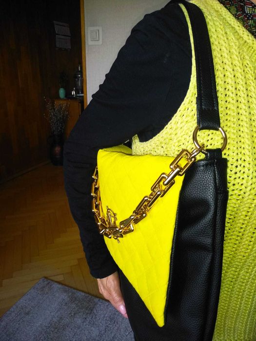 Torebka damska czarno- żółta-nowa