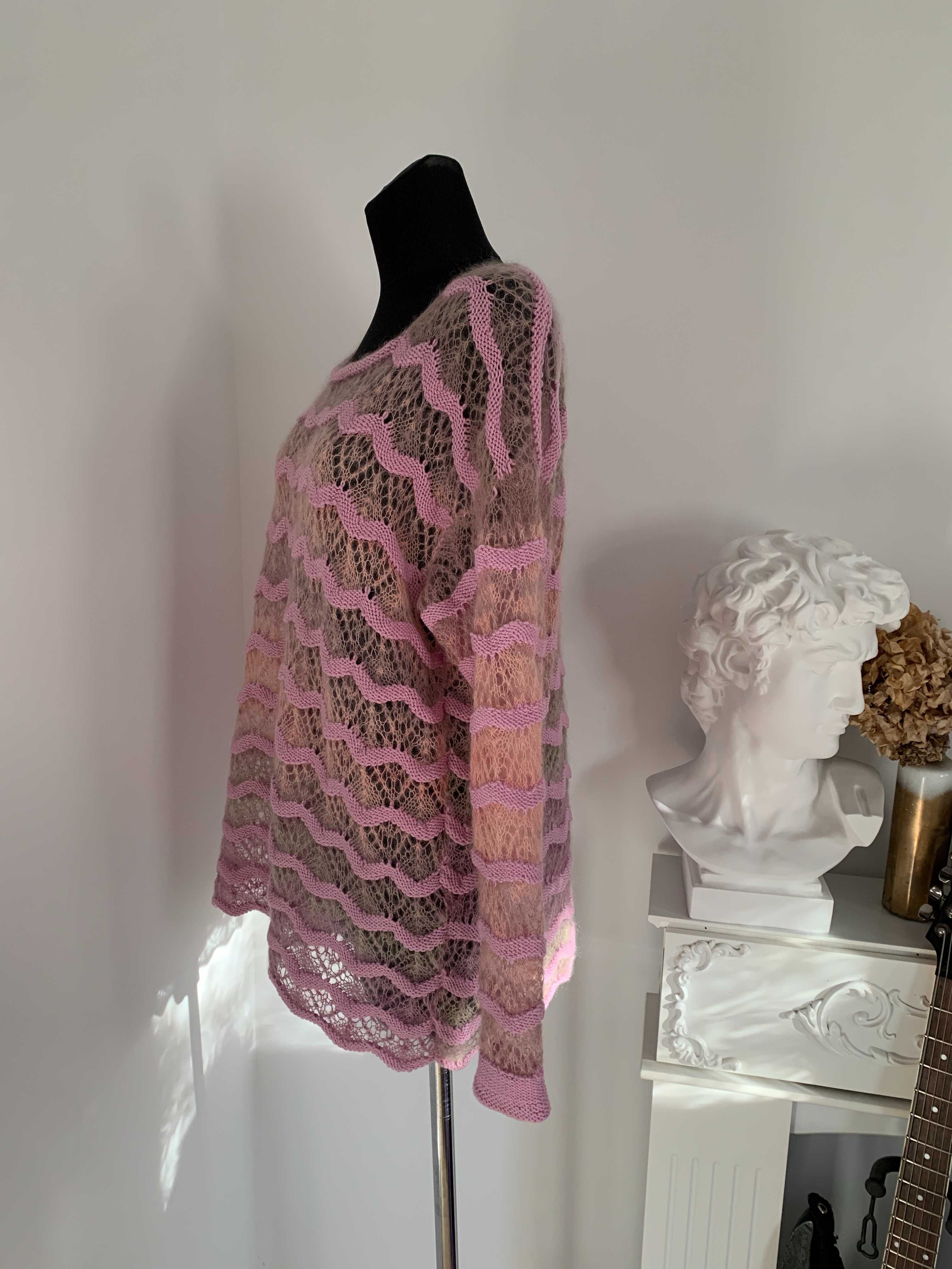 Sweter handmade moher ombre