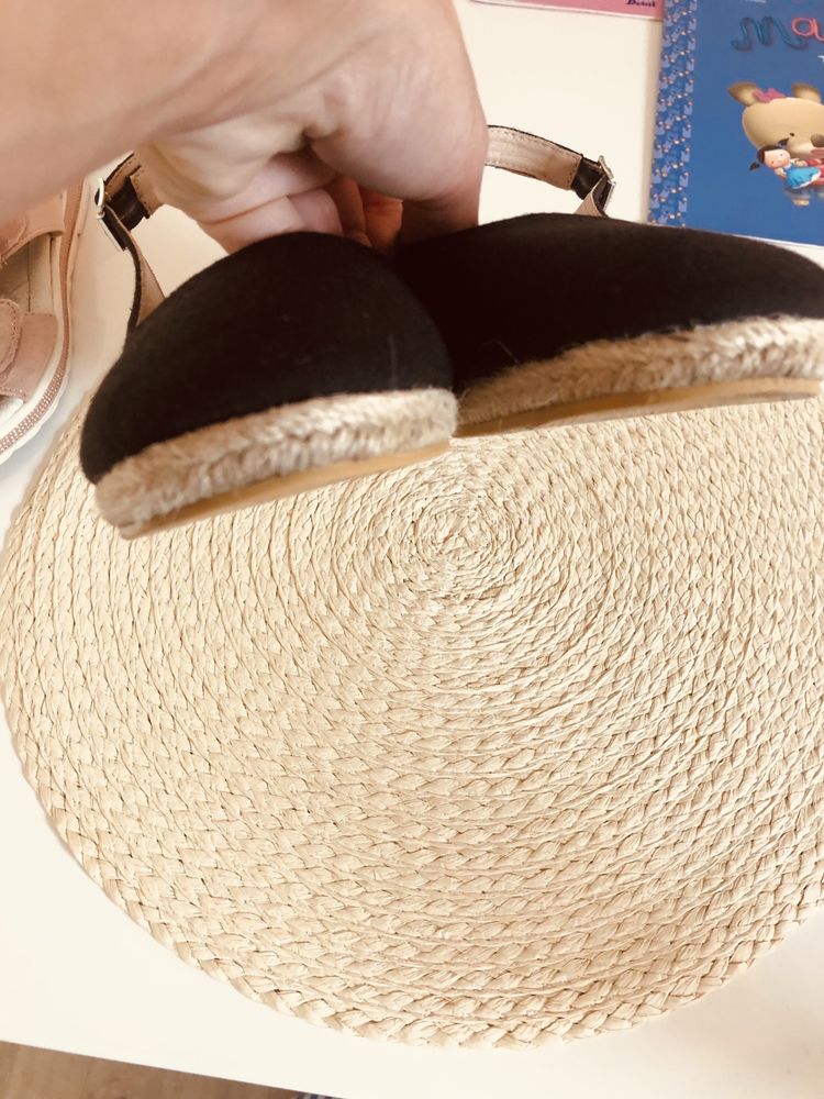 Buty na koturnie Espadryle - czarne - jak nowe / 38