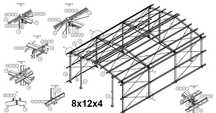 Konstrukcja stalowa ocynkowana hala warsztat 96m2 (8m x 12m x 4m) NOWA