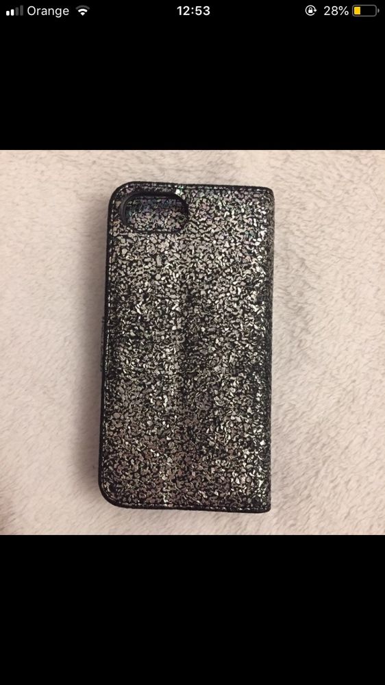 Case obudowa iPhone 6/6s czarny srebrny kolorowy z drobinkami świecący