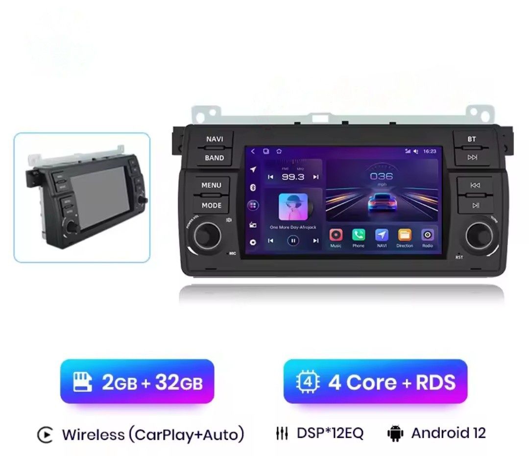 Rádio 7" BMW E46 Rover 75 MG Zt Android Auto Carplay GPS WiFi 2/32GB