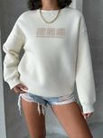 Bluza oversize z emblematem - mleczny S