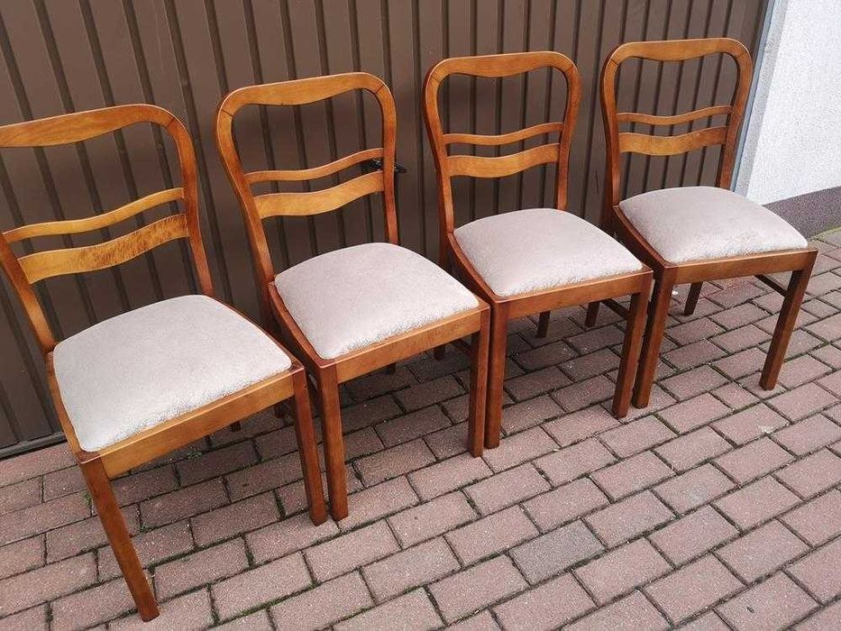 Krzesła ART-DECO Stare Antyk Komplet 4 Sztuki Po Renowacji.