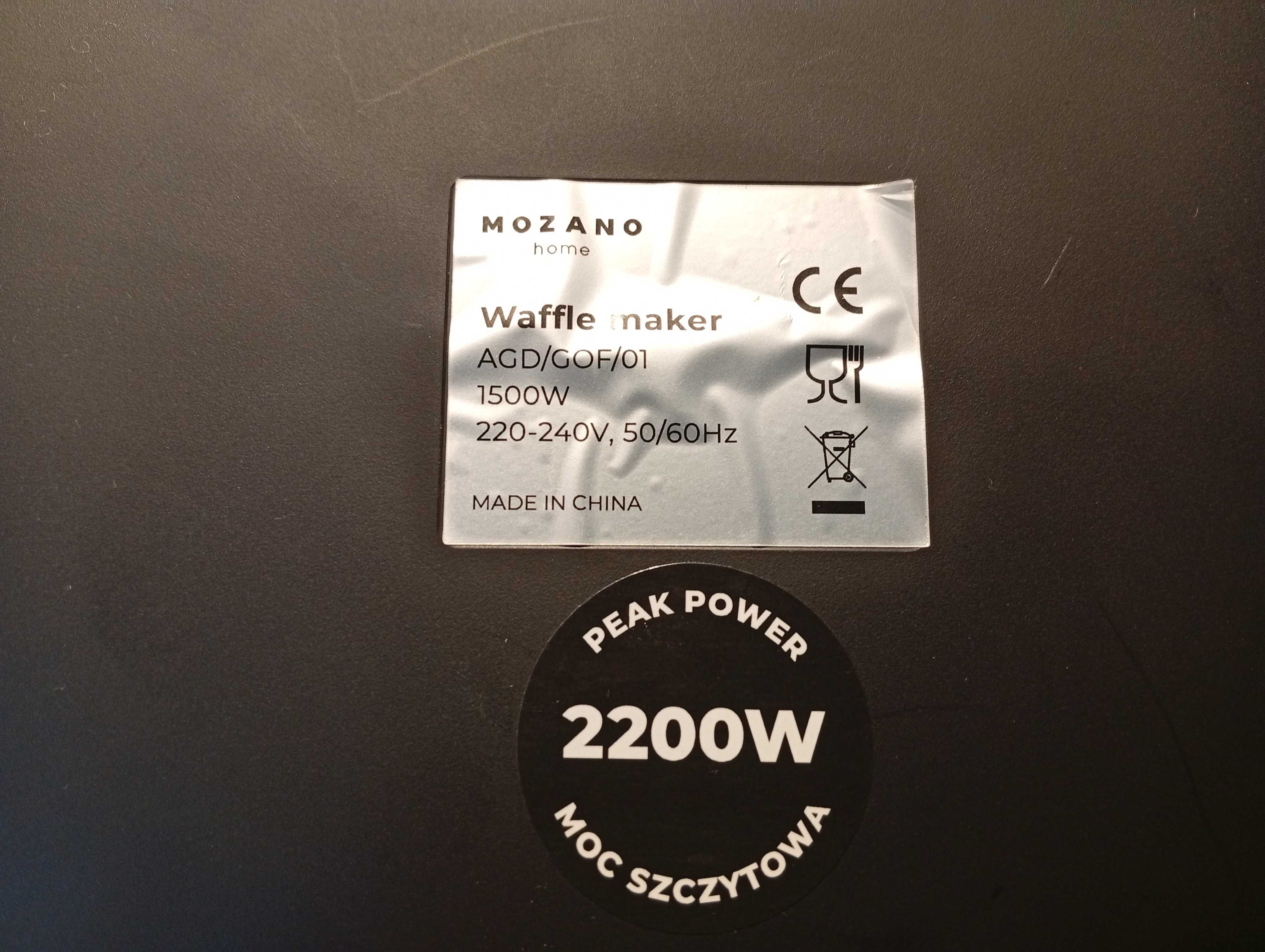 Gofrownica: 2 duże chrupiące, gofry. MOCNA; SMART MARMURKOWA POWŁOKA
