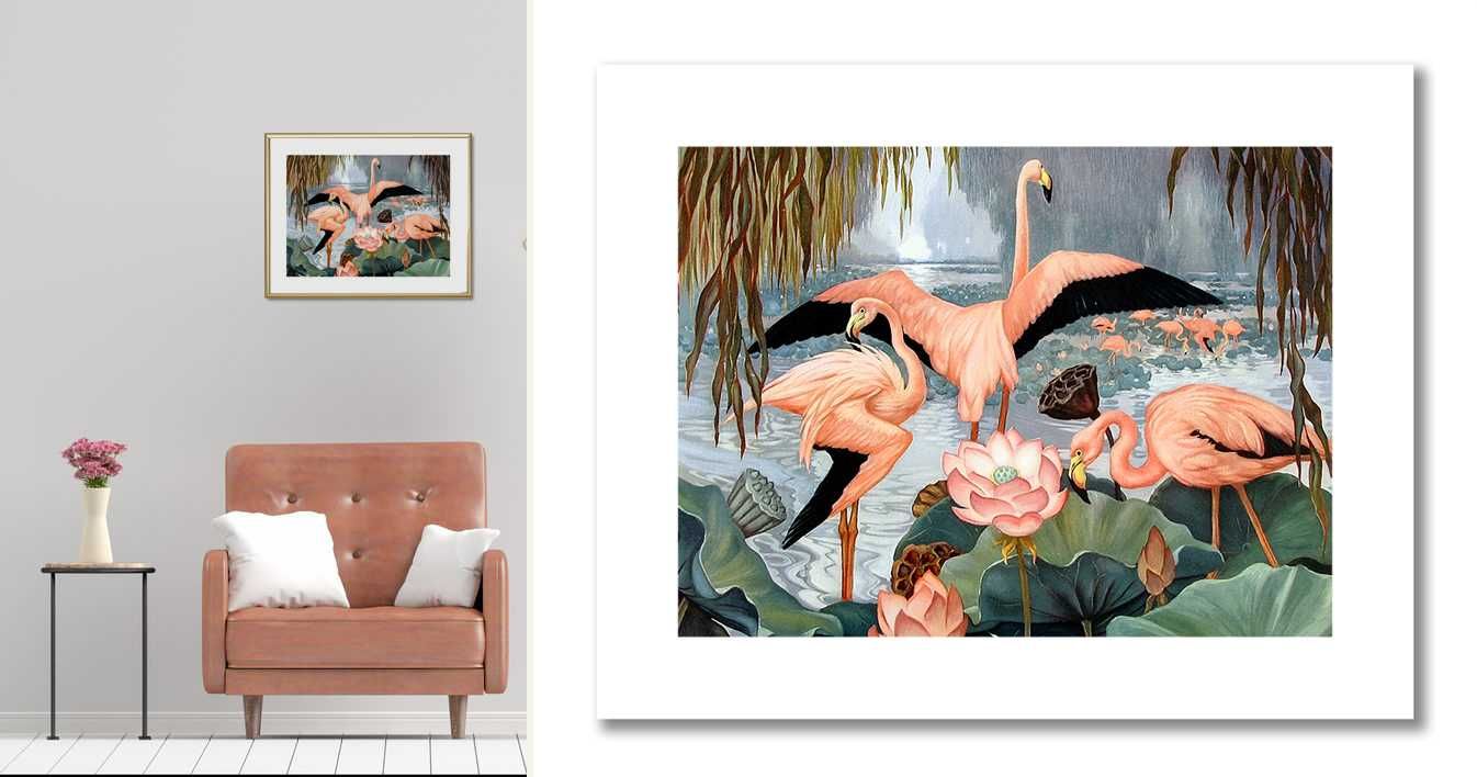 Jessie Arms Botke, plakat flamingi 50x40 cm
