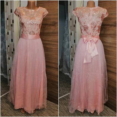 Нежное розовое платье в пол