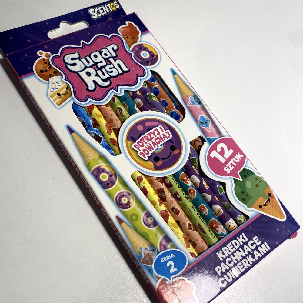 Kredki pachnące scentos sugar rush 12 kolorów malowanie rysowanie szki