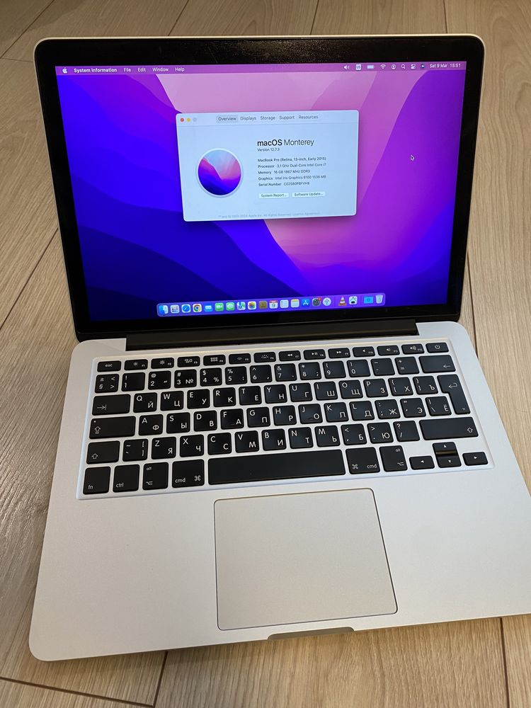 MacBook Pro A1502 2015, i7-5557U, 16Gb, 500Gb