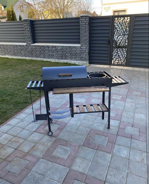 Мангал з кришкою на колесах метал 5 мм на 13 шампурів ПОСИЛЕНИЙ