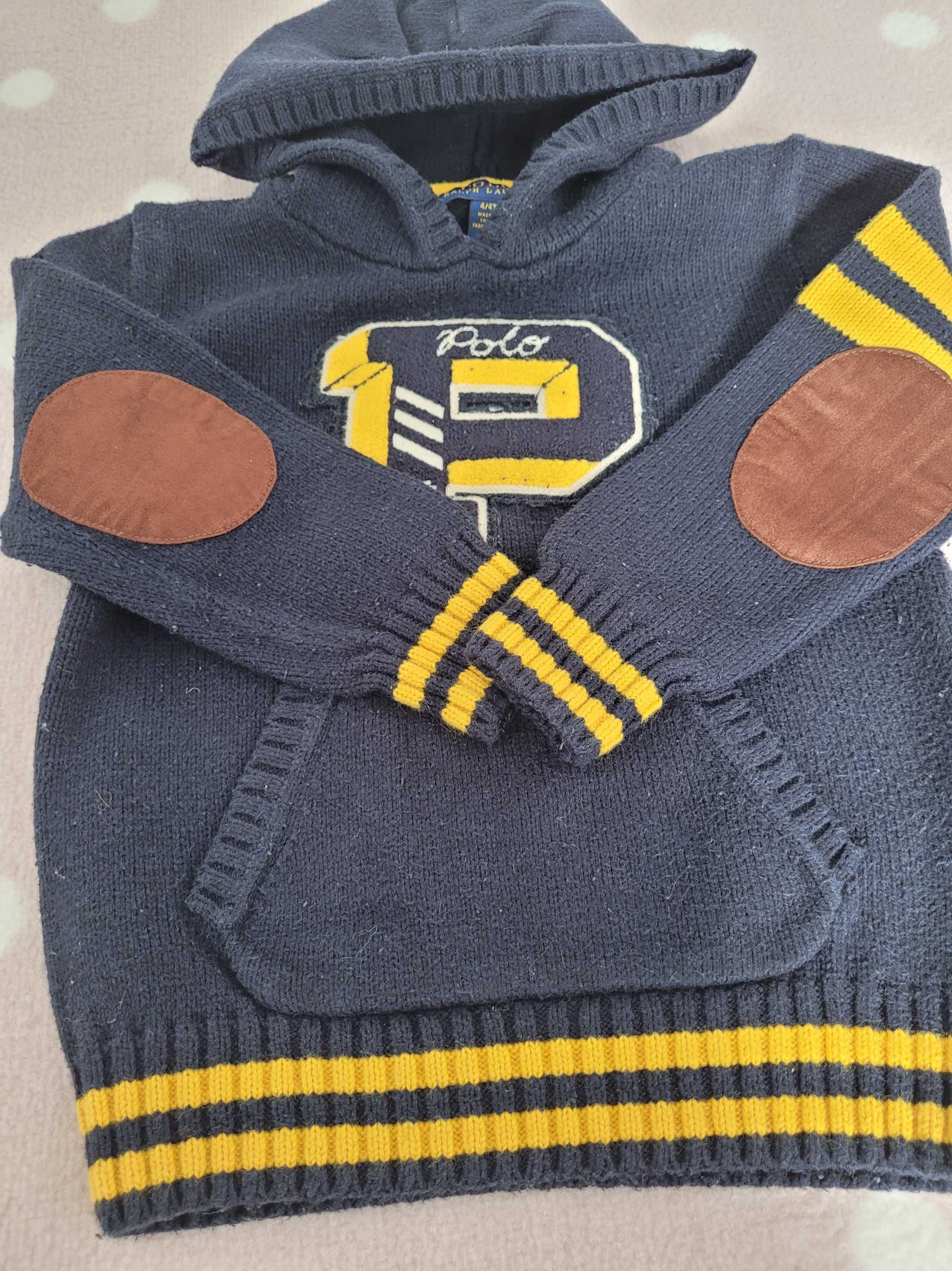 Granatowa bluza sweter Polo Ralph Lauren kaptur rozm. 98/ 104