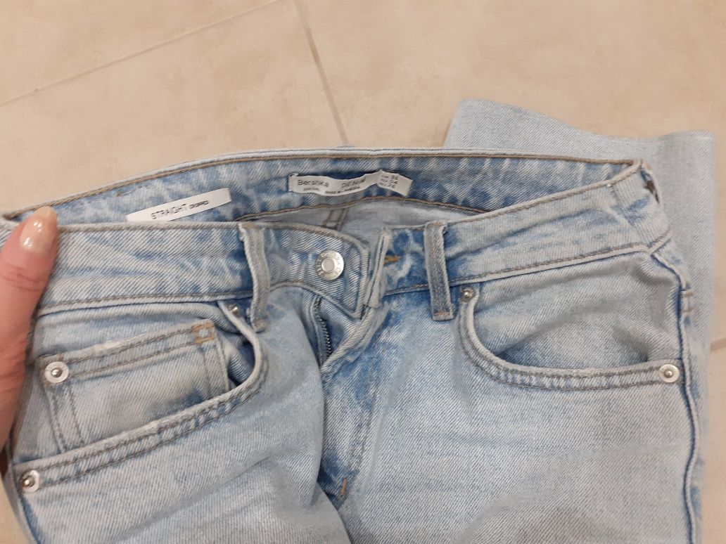 Błękitne spodnie dżinsowe Baby blue 3/4 lenght cotton jeans