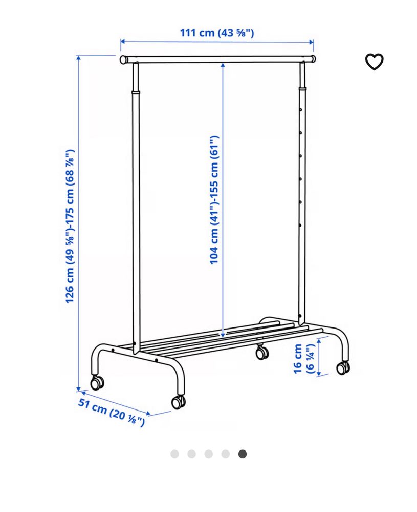 Wieszak nq ubrania RIGGA IKEA regulowany