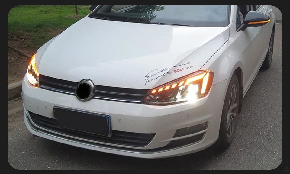 Lampy Przednie LED do VW Golf 7 - Styl Audi, Animowane DRL, Dynamiczny