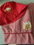 Bibe vermelho quadriculado menina 3 anos