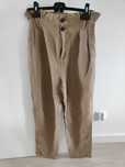 Lniane spodnie paper bag H&M M