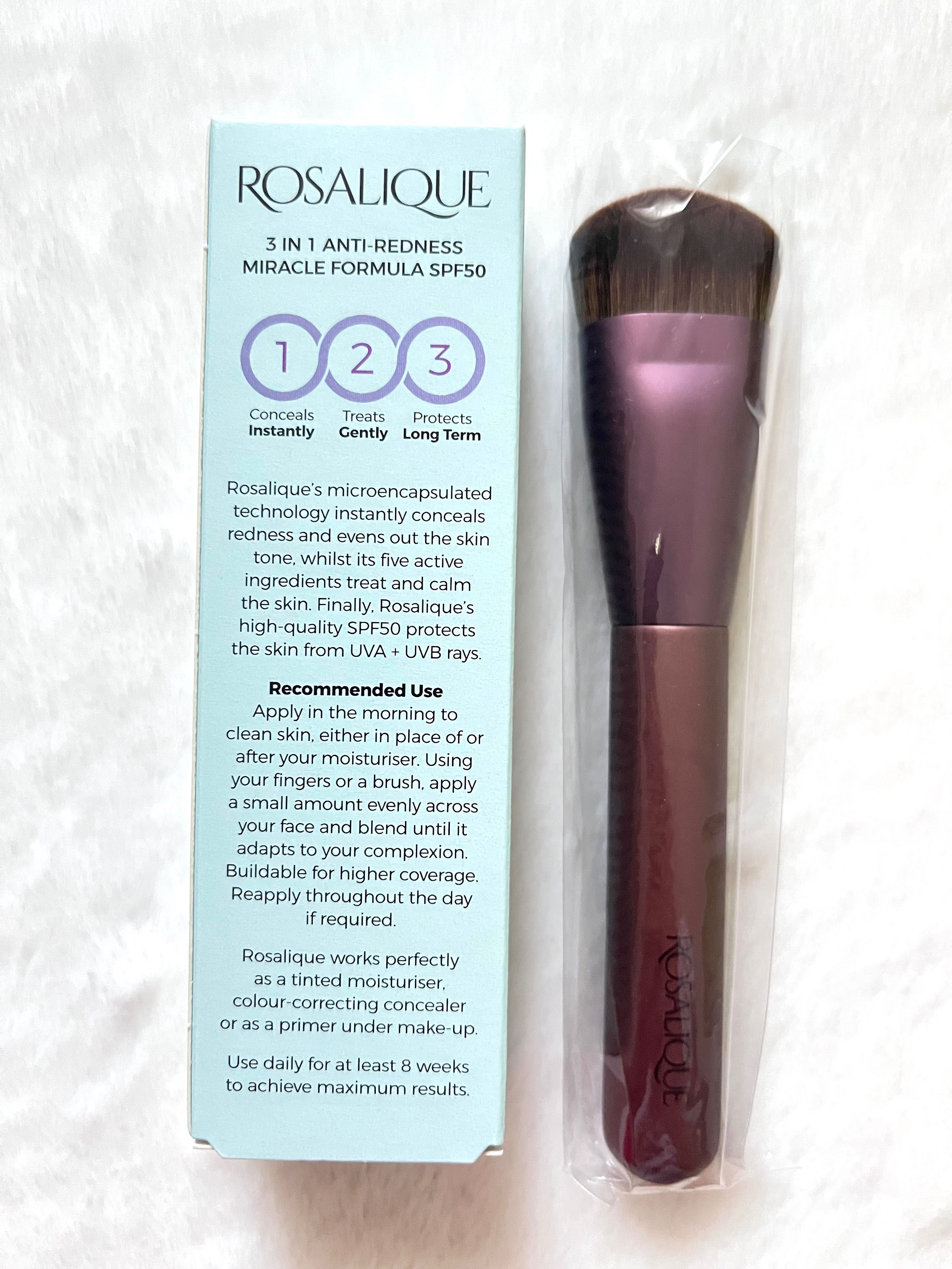 ROSALIQUE 3IN1 ANTI-REDNESS
wegański krem z filtrem SPF50 + pędzel