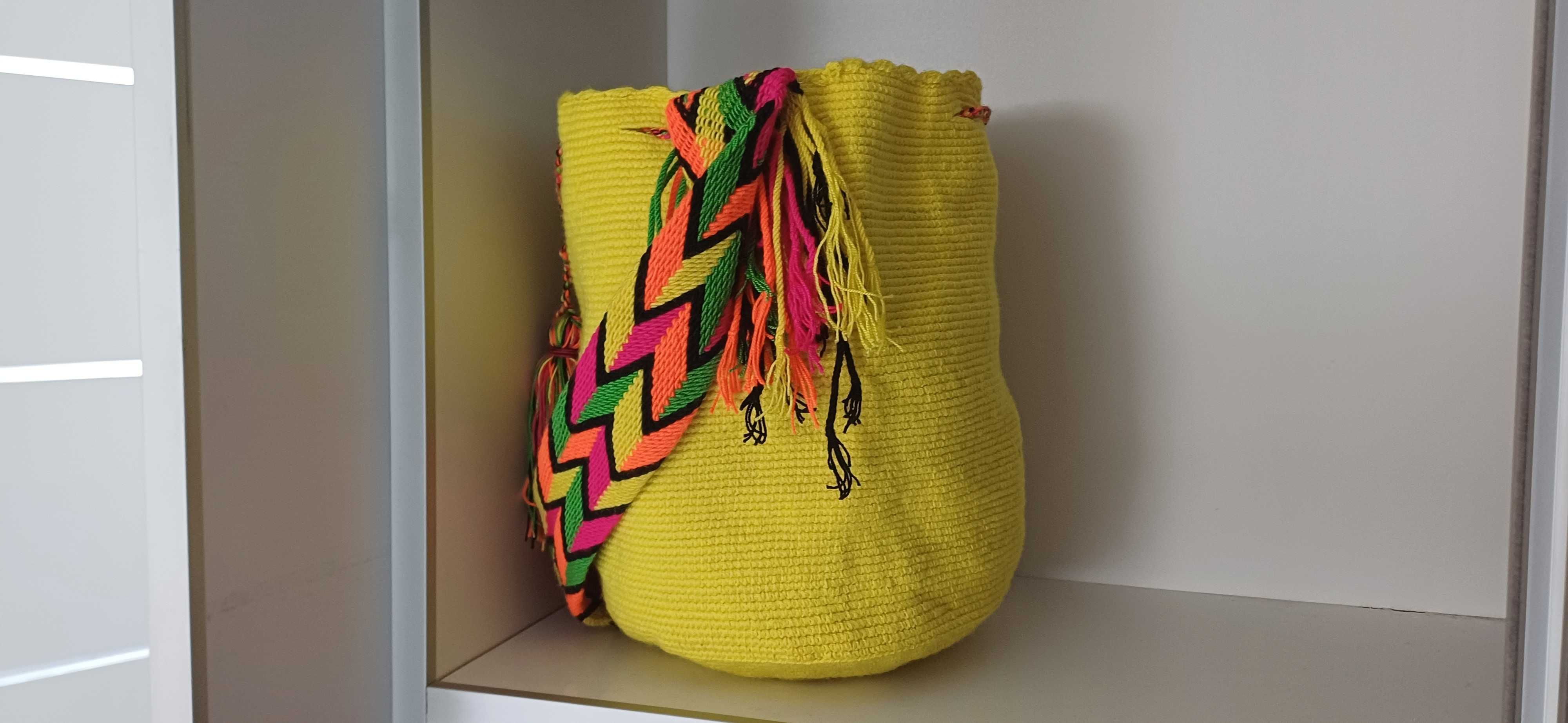 Oryginalna Kolumbijska torebka Wayuu ŻÓŁTA/La Flor de Cali/Boho/Nowa