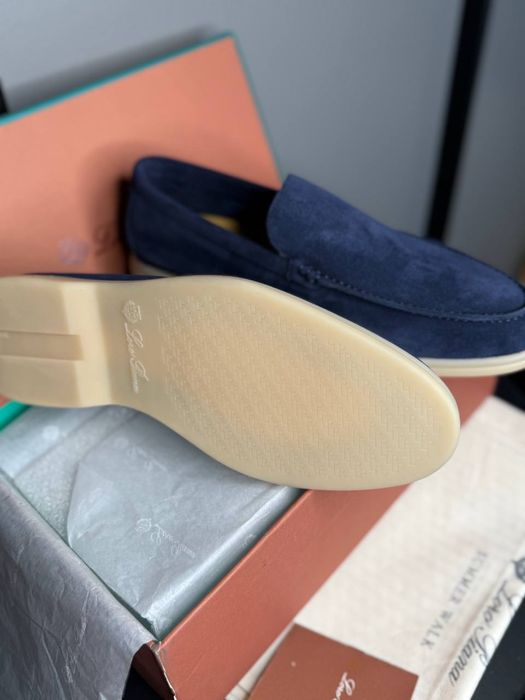 Лофери чоловічі сині loro piana lp замшеві сині туфлі кеди