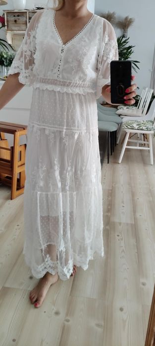 Suknia koronkowa boho M