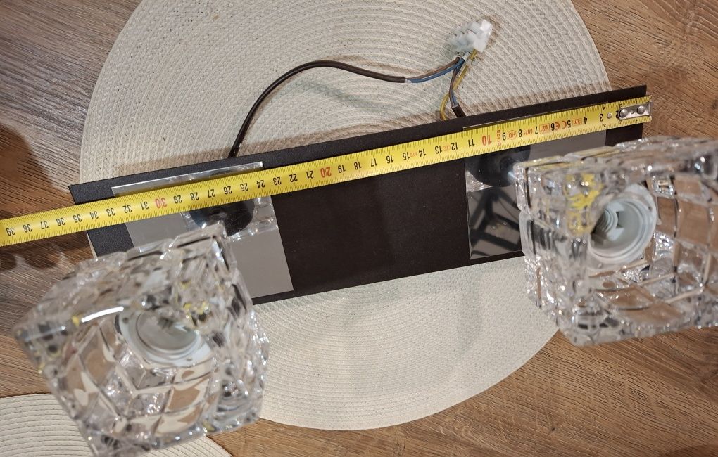 Lampa , klinkiet z kryształowymi kloszami
