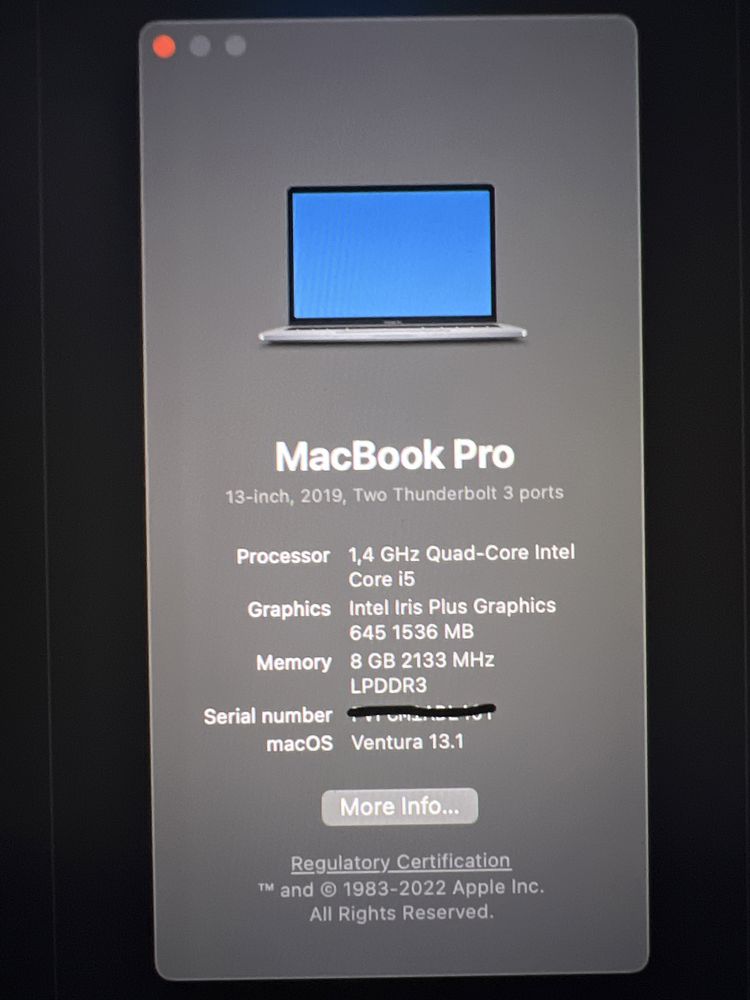 MacBook Pro 13” 2019 i5 c/ Touchbar