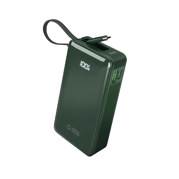 Powerbank SBS 10000 mAh 20W z wbudowanym kablem USB-C i wyświetlaczem