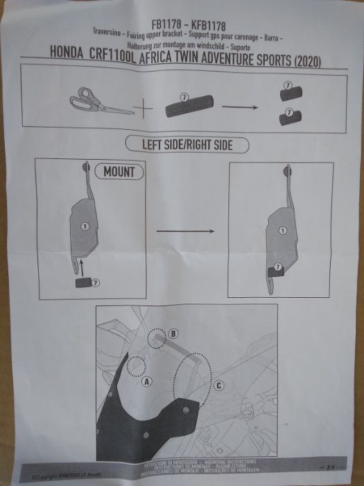 FB1178 CRF1100L ADV (19>24) HONDA GIVI wspornik pod S902/GPS fi 12 mm