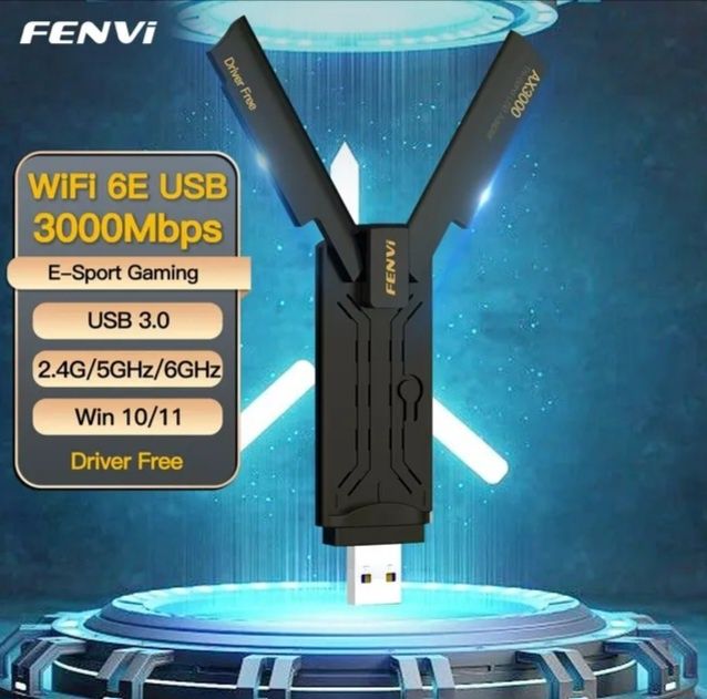 (НОВЫЙ) Трёхдиапазонный USB 3.0 адартер FENVI WiFi 6Е АХ3000