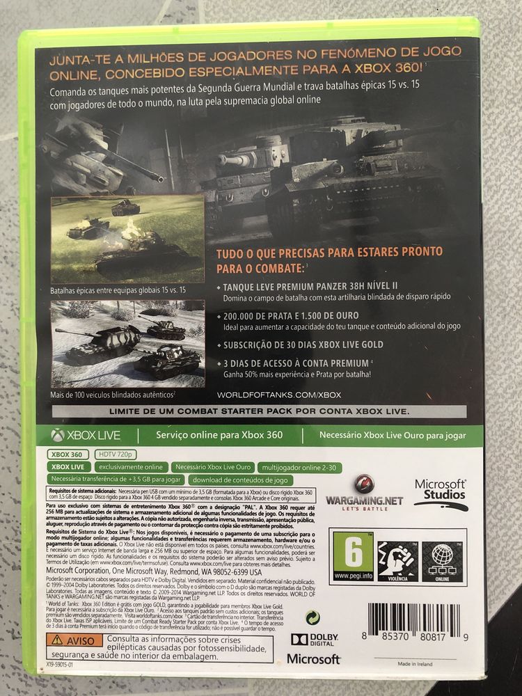Jogo world of tanks xbox 360