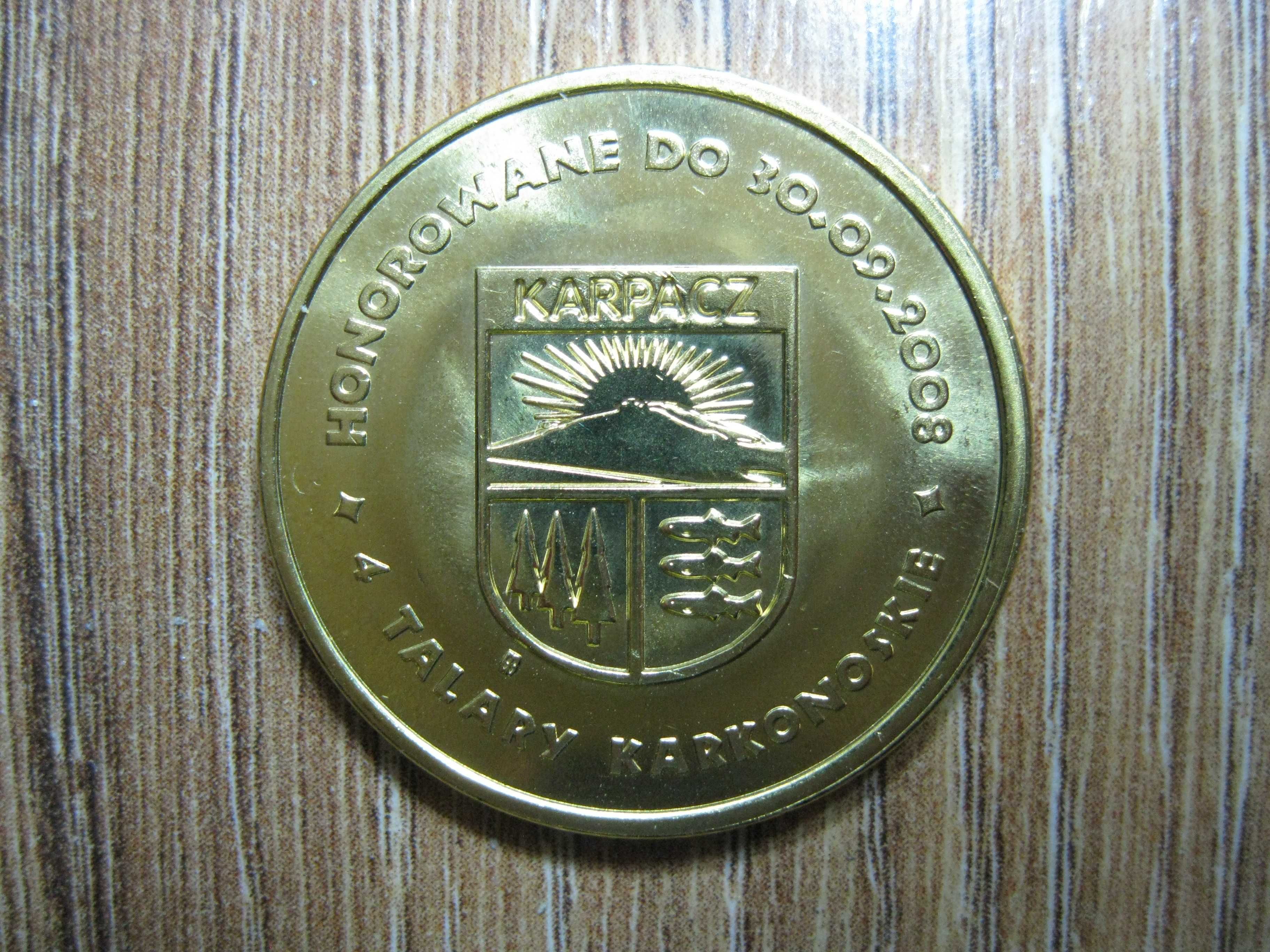 Moneta 4 talary karkonoskie Karpacz 2008 rok herb mennicza