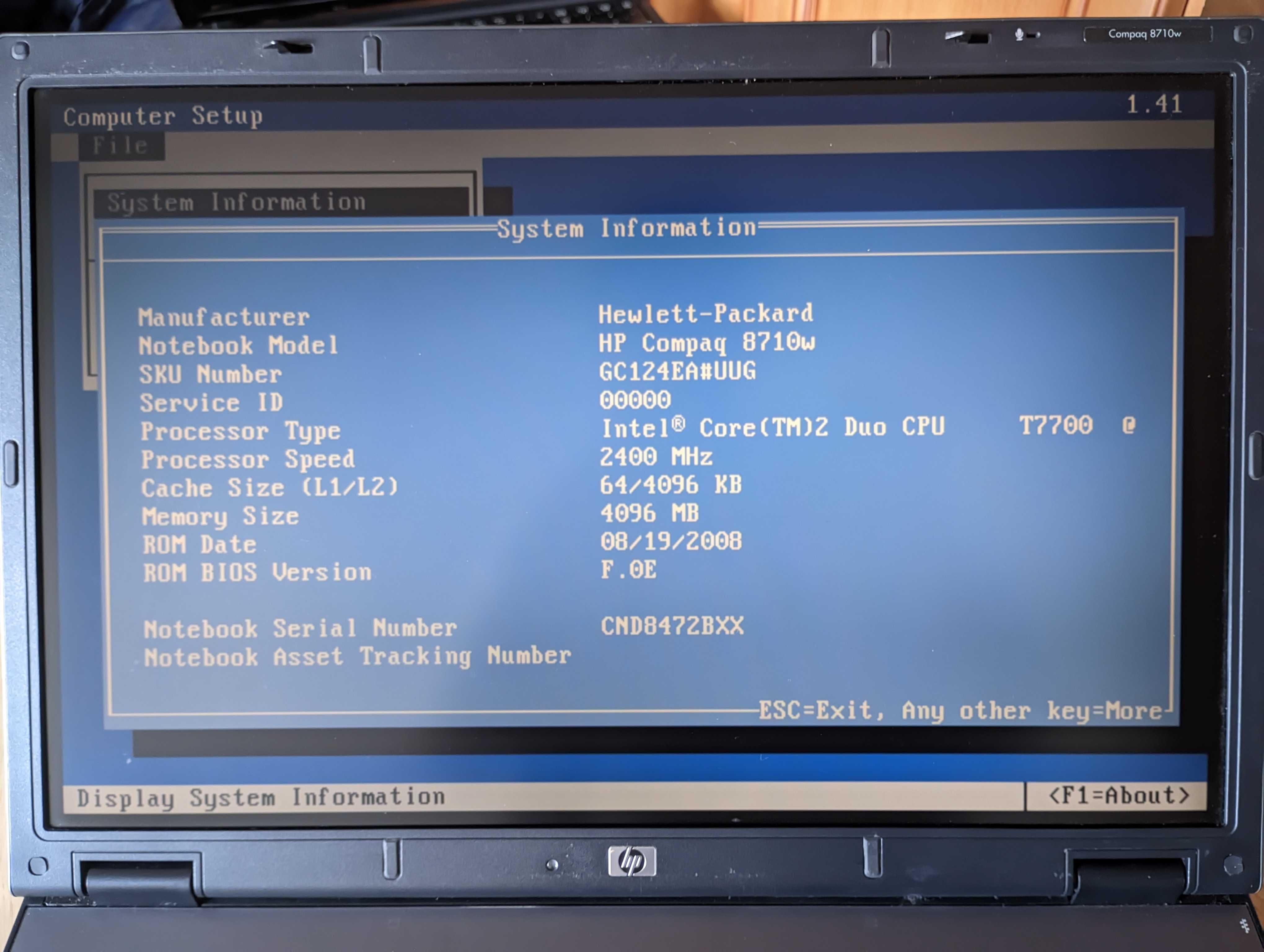 Laptop HP Compaq 8710w