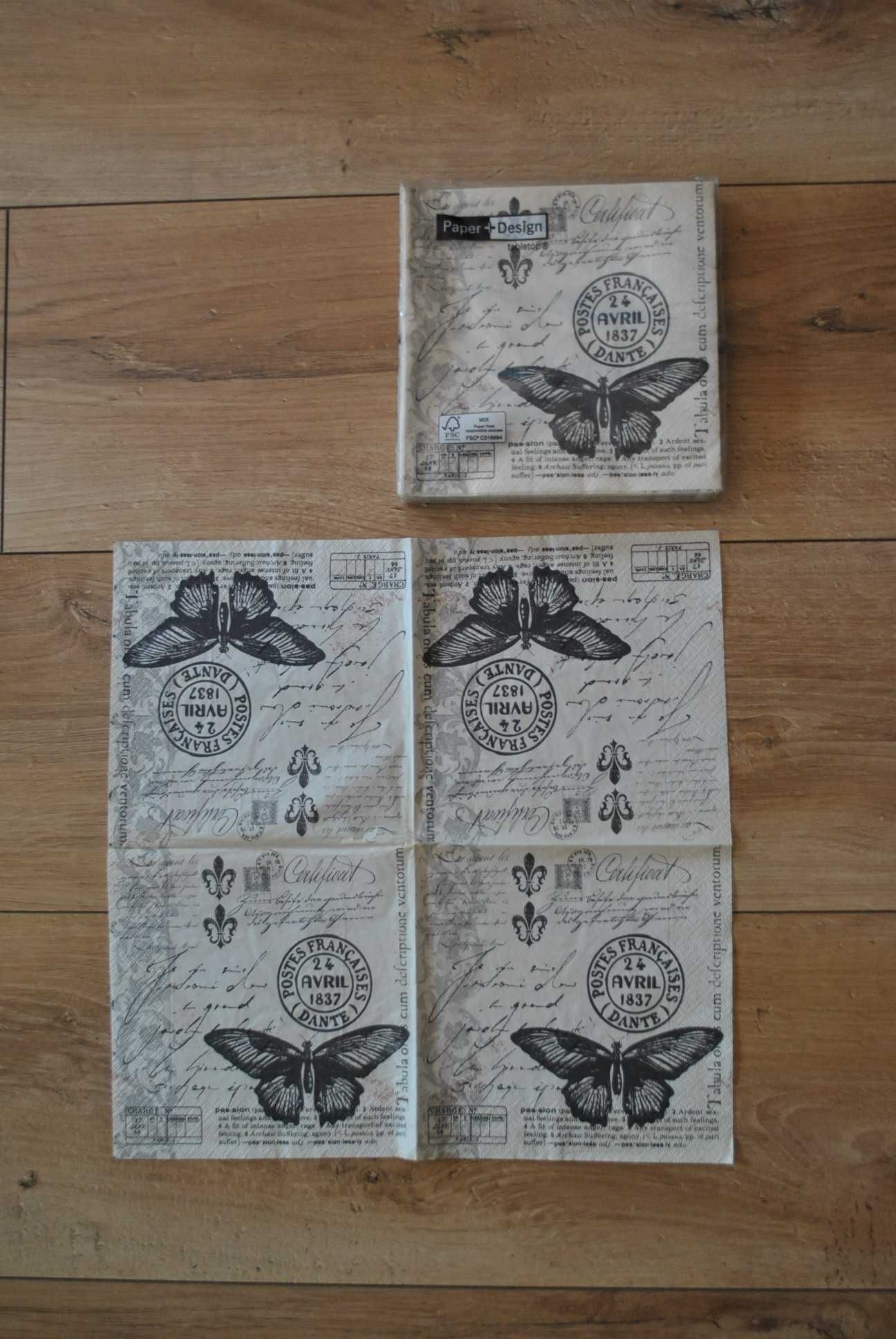 Serwetki do decoupage globus mapa stempel motyl podróże - 2 szt.