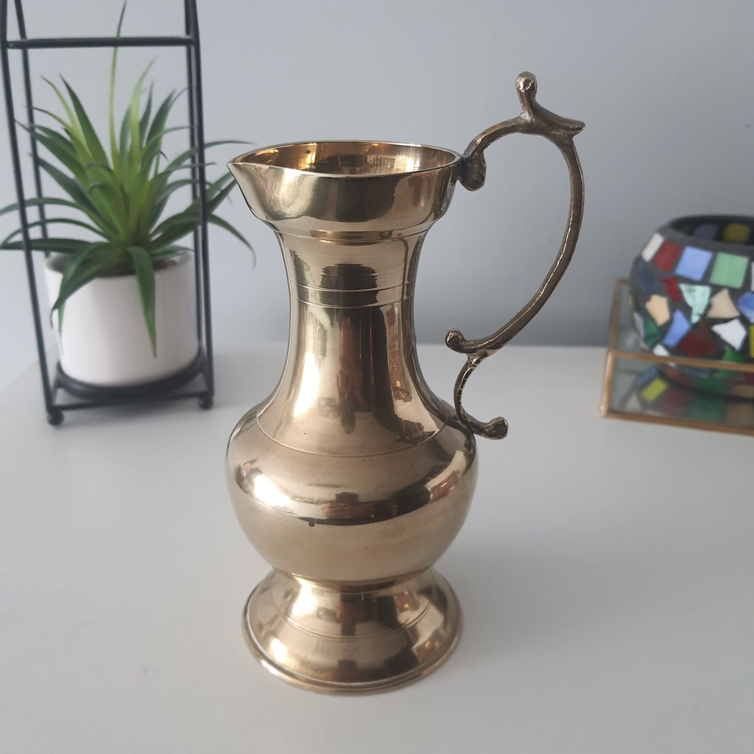 Wazon dzbanek mosiężny stary retro vintage Indie