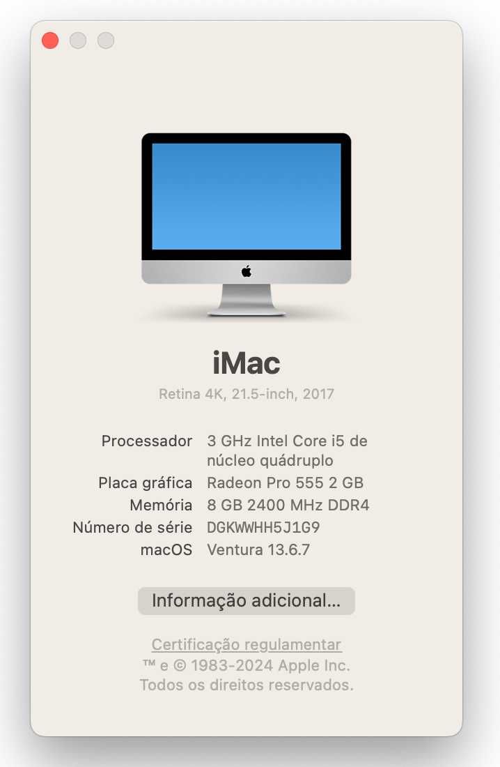2 Apple iMac Idênticos - 2017 (i5 3.0GHz/8GB/SSD/Radeon Pro 555)
