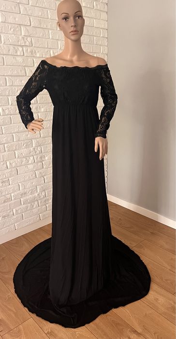 Suknia do sesji ciążowej czarna z koronką S M L